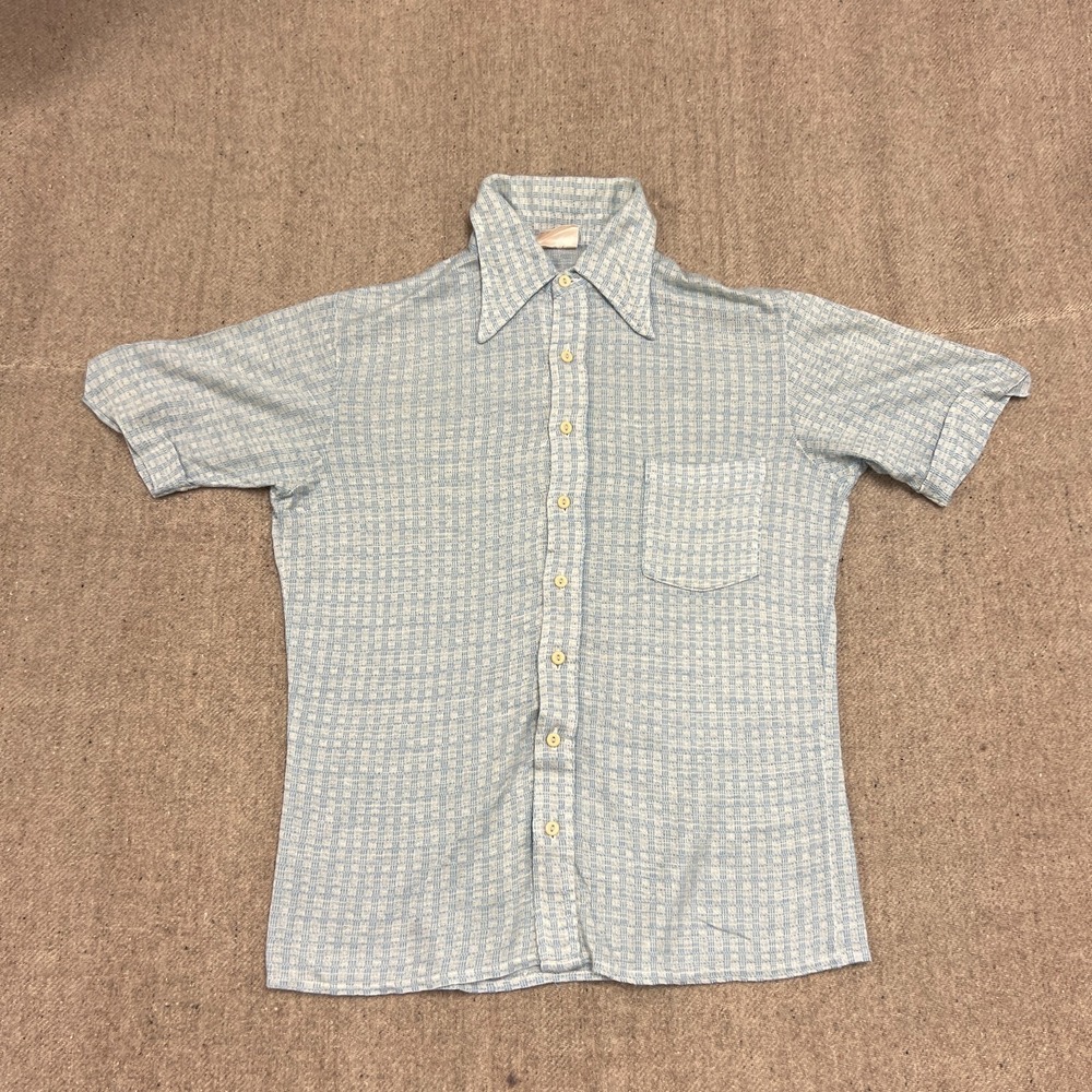 Vintage Seaforth Button Up Shirt‎ Mens Medium Blue 1970s Canada Knitwear